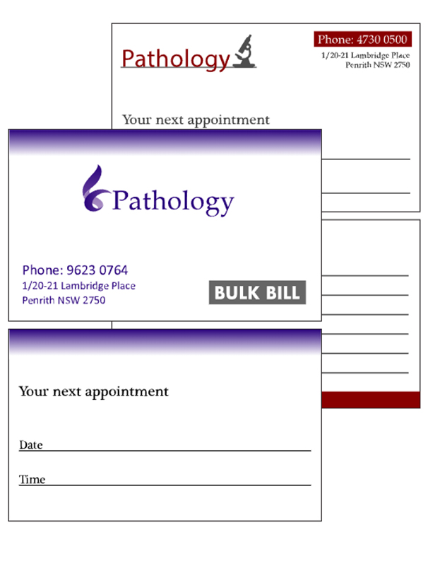 Pathalogy Appointment Cards