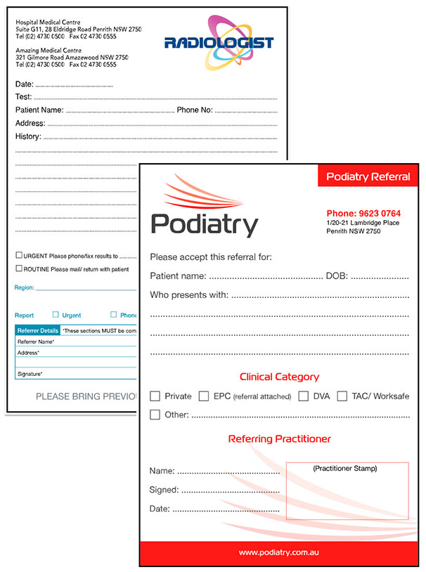 Referral Pads & Sheets Printing