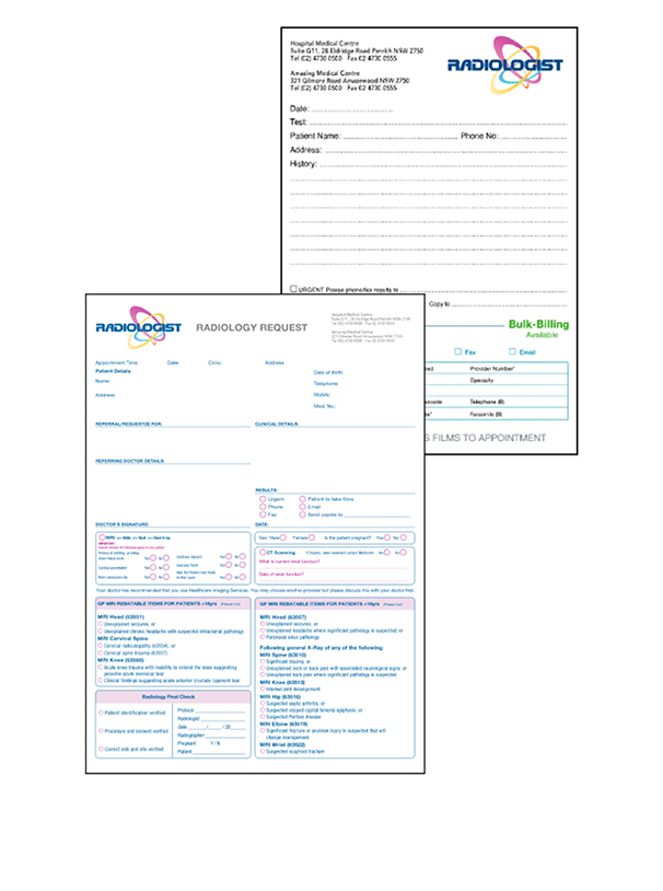 radiology referral pads